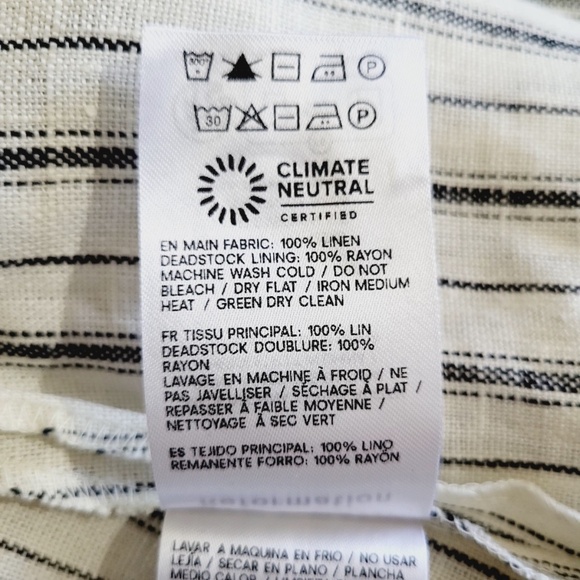 Unworn Reformation Arella Linen Mini Shirt Dress in Elsie Stripe Stripe - Picture 12 of 12